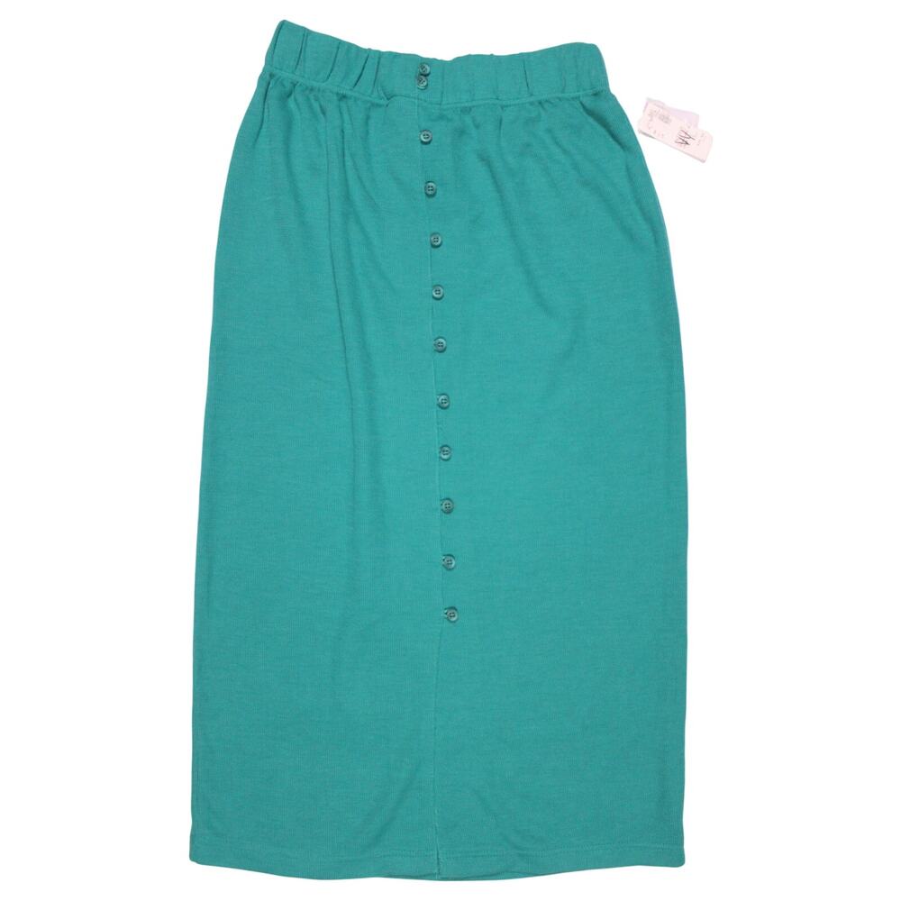 Vintage 80s 90s MJ Carroll old stock turquoise knit skirt button midi NWT sz L
